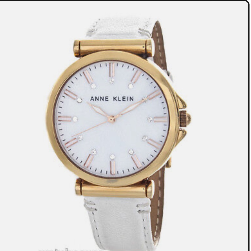 Anne Klein Women's White Mother of Pearl Dial Leather Quartz Watch